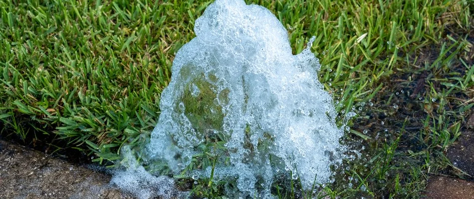 Sprinkler system bubbling on a property in New Smyrna Beach, FL.