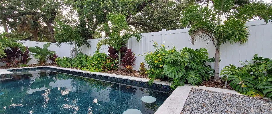 Landscaping in Glencoe, FL, and a swimming pool.